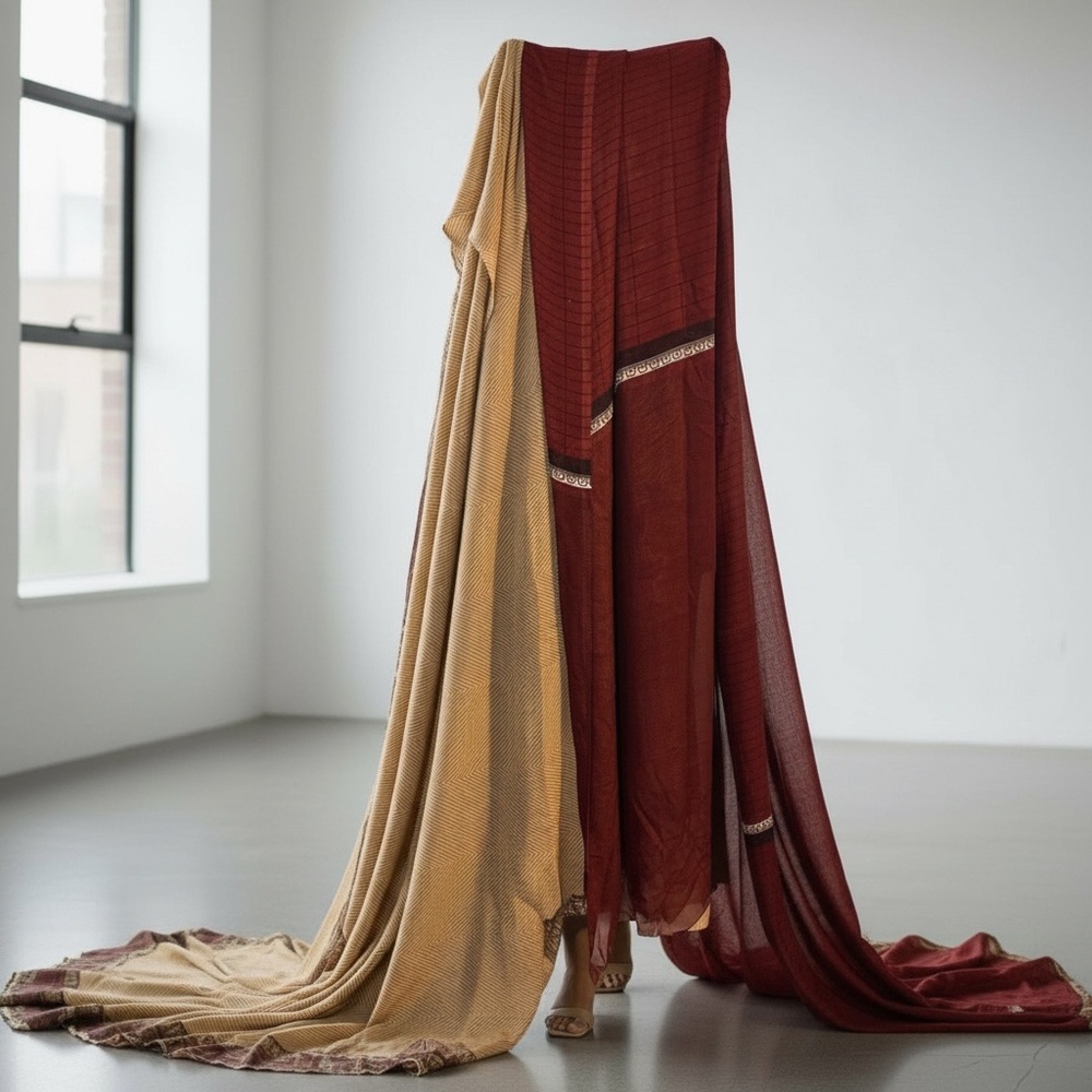 Nwots Elegant Maroon Traditional Dress/ Saree no blouse